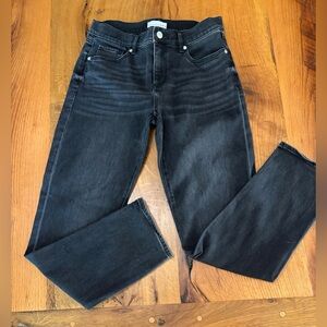 LOFT The Girlfriend Dark Gray Straight Leg Stretch Cotton Jeans, Size 26/2